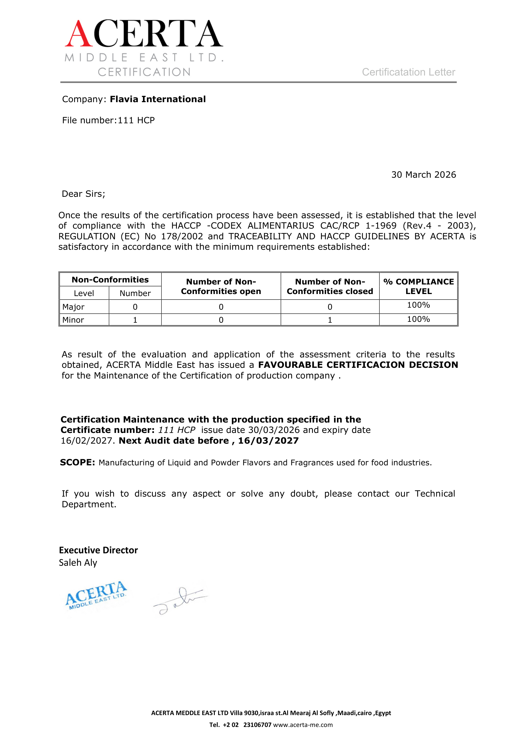 HACCP CERTIFICATE
